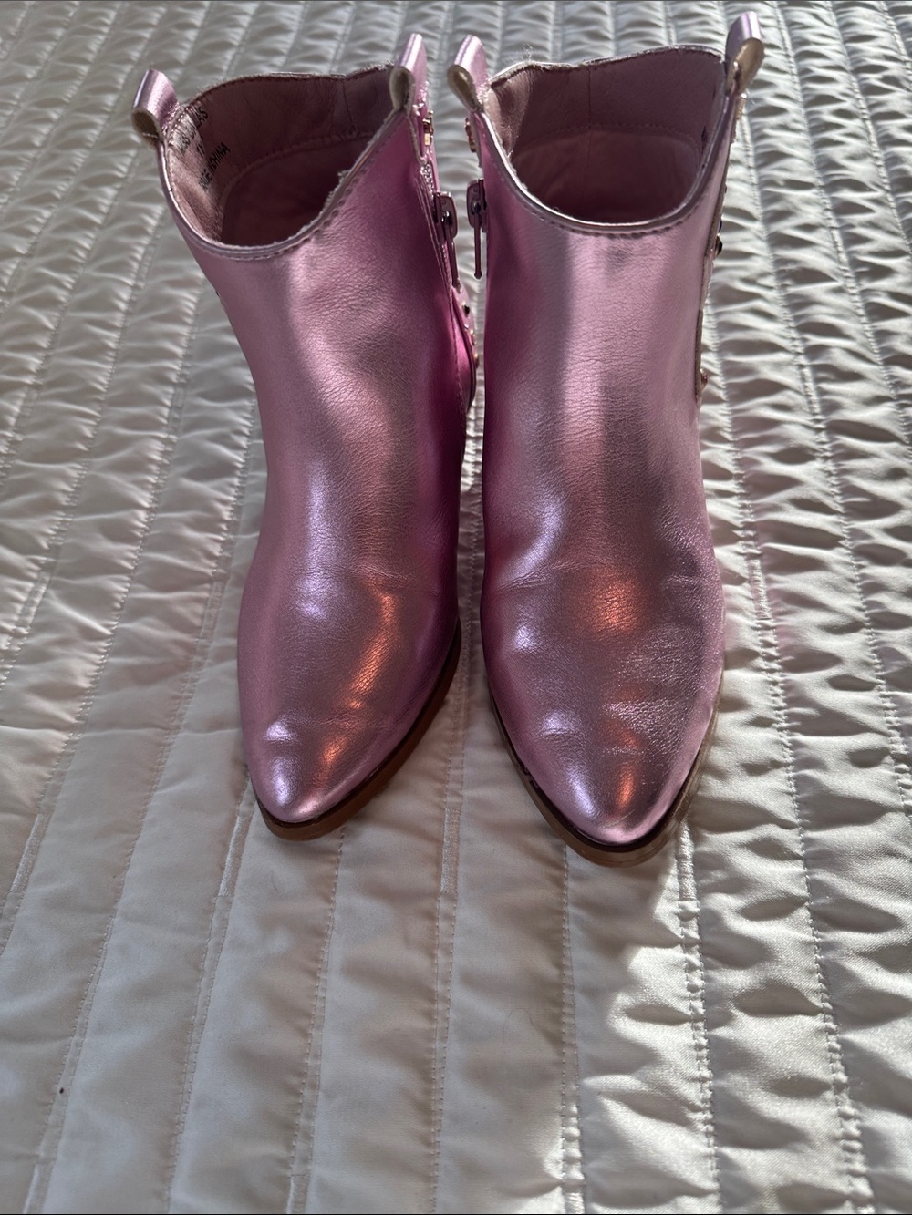 Yosi Samra Metallic Pink Kids Ankle Boots